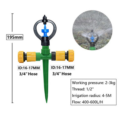 360 fokban forgatható kerti öntöző locsolók 1/2-es csavarmenetes mezőgazdasági gyep örvényfúvókákkal Kerti csepegtető öntözőszórók