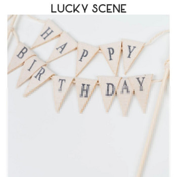 Ρουστίκ κάλυμμα για τούρτα γενεθλίων Μίνι Κομψό γράμμα Τούρτα γενεθλίων Κορυφαία Σημαία Τριγωνικό Banner Wave Επιδόρπιο Cupcake S01099