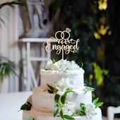 Decorat pentru tort de logodnă cu inel din lemn