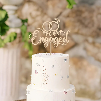Engaged Cake Topper Διακόσμηση αρραβωνιαστικης τούρτας με δαχτυλίδι σε ξύλο