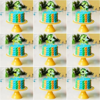 Dinosaur Happy Birthday Cake Topper Цифрови Cupcake Toppers Персонализирано Дино номер Животно Аксесоари за декорация на торта Инструменти