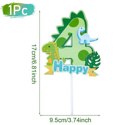 Dinoszaurusz Boldog Születésnapot Tortafeltét Digitális Cupcake Topperek Személyre szabott Dino szám Állati tortadíszítés Kiegészítők Eszközök