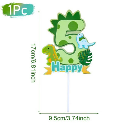 Dinoszaurusz Boldog Születésnapot Tortafeltét Digitális Cupcake Topperek Személyre szabott Dino szám Állati tortadíszítés Kiegészítők Eszközök