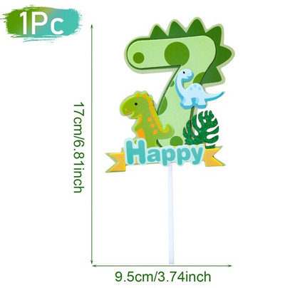 Dinoszaurusz Boldog Születésnapot Tortafeltét Digitális Cupcake Topperek Személyre szabott Dino szám Állati tortadíszítés Kiegészítők Eszközök