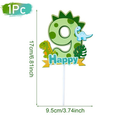 Dinoszaurusz Boldog Születésnapot Tortafeltét Digitális Cupcake Topperek Személyre szabott Dino szám Állati tortadíszítés Kiegészítők Eszközök
