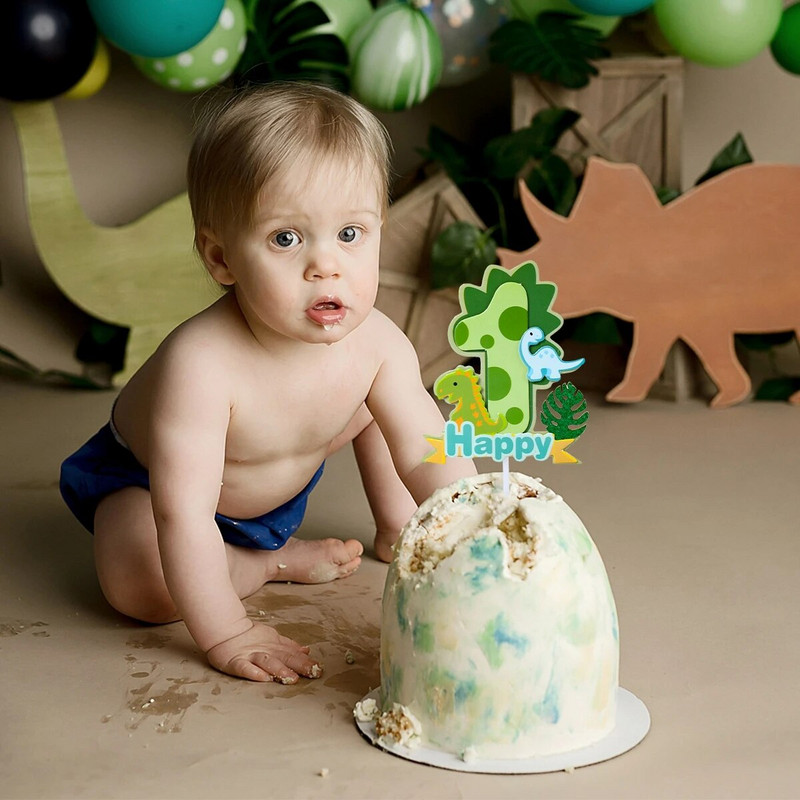 Dinoszaurusz Boldog Születésnapot Tortafeltét Digitális Cupcake Topperek Személyre szabott Dino szám Állati tortadíszítés Kiegészítők Eszközök