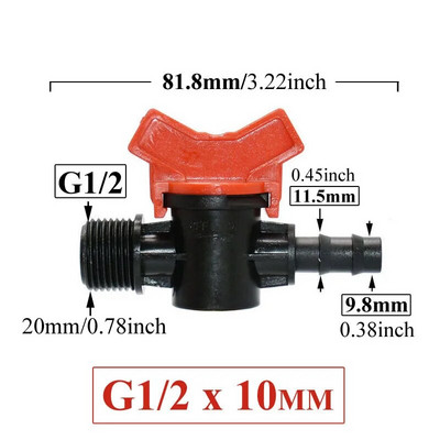 4/8/10/12/16/20/25 mm Žarnos strypo mini vožtuvas 1/2 3/4 colio sriegis x 1/4 3/8 1/2 3/4 1 colio sodo čiaupų jungtys Pe vamzdžių jungtis