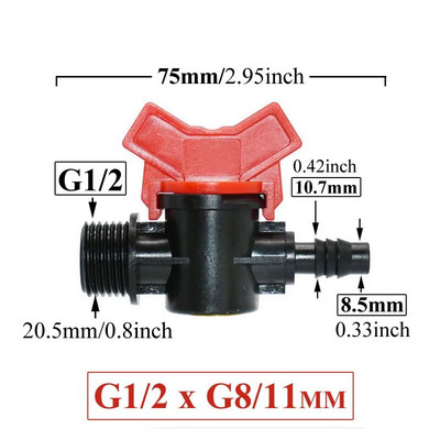 4/8/10/12/16/20/25 mm Žarnos strypo mini vožtuvas 1/2 3/4 colio sriegis x 1/4 3/8 1/2 3/4 1 colio sodo čiaupų jungtys Pe vamzdžių jungtis