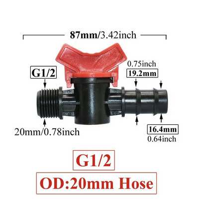4/8/10/12/16/20/25 mm Žarnos strypo mini vožtuvas 1/2 3/4 colio sriegis x 1/4 3/8 1/2 3/4 1 colio sodo čiaupų jungtys Pe vamzdžių jungtis