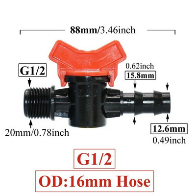 4/8/10/12/16/20/25 mm Žarnos strypo mini vožtuvas 1/2 3/4 colio sriegis x 1/4 3/8 1/2 3/4 1 colio sodo čiaupų jungtys Pe vamzdžių jungtis