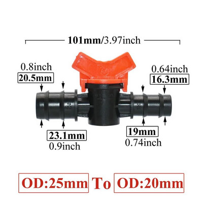 4/8/10/12/16/20/25 mm Žarnos strypo mini vožtuvas 1/2 3/4 colio sriegis x 1/4 3/8 1/2 3/4 1 colio sodo čiaupų jungtys Pe vamzdžių jungtis