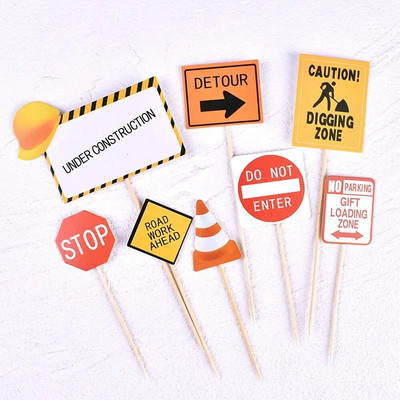 Topper de tort pentru excavator pentru vehicule de construcții pentru petrecerea de la mulți ani pentru băieți