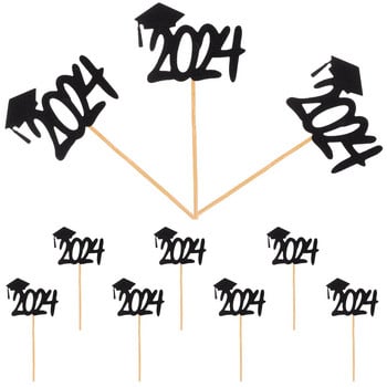 10 бр. Десертни топери за дипломиране Клас 2024 Декорации за торти Усъвършенствана парти декорация Кексчета Избор на дърво