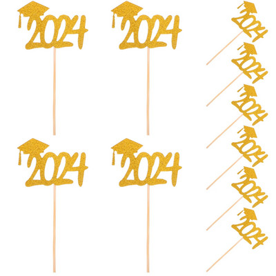 10 kom. Preljevi za diplomske deserte Klasa 2024. Ukrasi za torte Napredna dekoracija za zabavu Cupcake Drveni izbori