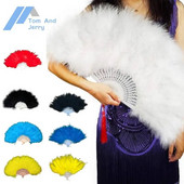 Χειροτεχνία με φτερά Feather Show Halloween Folding Hand Fan Wedding Party Catwalk Props Halloween Feather Fan Handmade Fed Fan