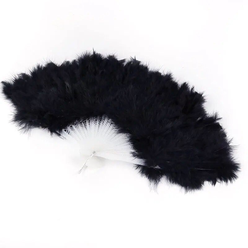 Χειροτεχνία με φτερά Feather Show Halloween Folding Hand Fan Wedding Party Catwalk Props Halloween Feather Fan Handmade Fed Fan