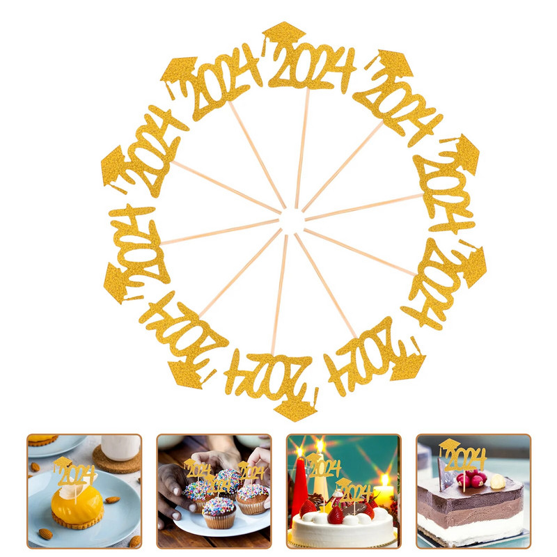 10 tk. 2024. aasta lõpulipp. istutuspeo kaunistused koogikaunistused tassikoogikaunistused kattekübara klass