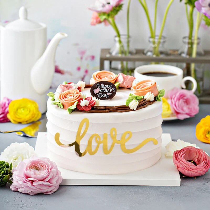 1P Heart Love kullast akrüülist koogi pealistükk pulmakoogi sisekujundus sõbrapäeva sünnipäevapeo sünnipäevapeo magustoidu koogi pealistükid