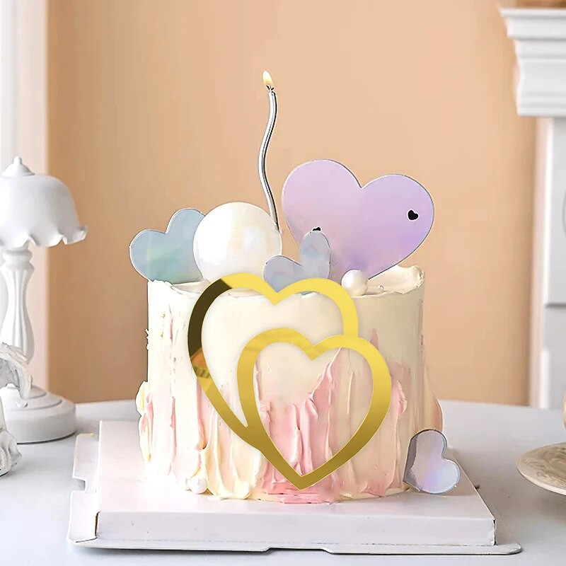 1P Heart Love kullast akrüülist koogi pealistükk pulmakoogi sisekujundus sõbrapäeva sünnipäevapeo sünnipäevapeo magustoidu koogi pealistükid