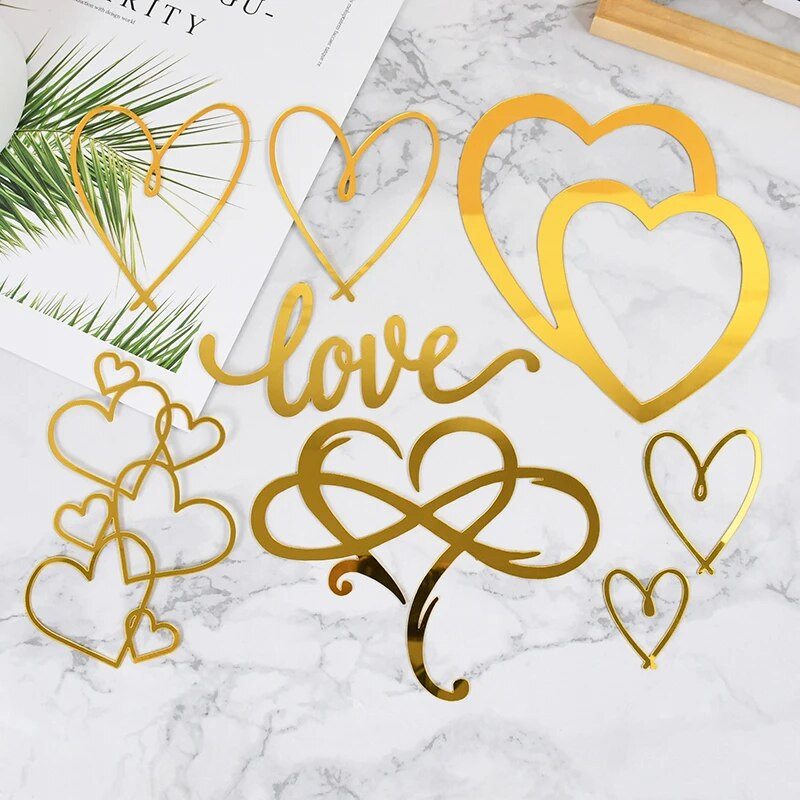 1P Heart Love kullast akrüülist koogi pealistükk pulmakoogi sisekujundus sõbrapäeva sünnipäevapeo sünnipäevapeo magustoidu koogi pealistükid