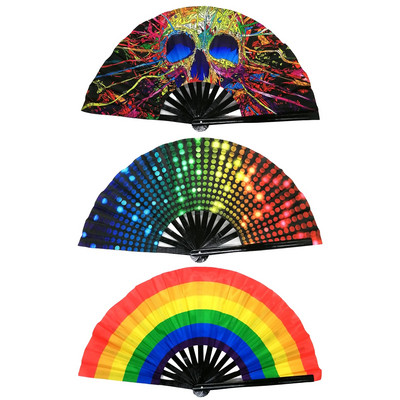 DJ Folding Fan Bar Disco Dance Fan Halloween Skull Print Hand Fan LGBT Gay Pride Rainbow Fan Κινέζικο Kung Fu Folding Fan