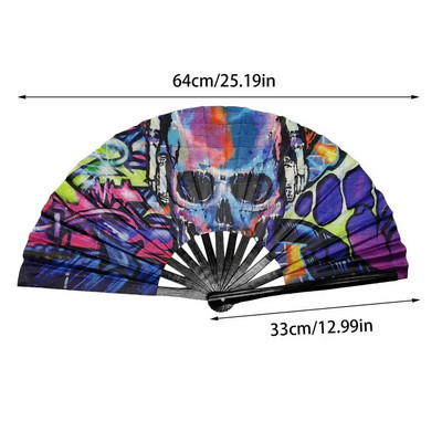 Ventilator pliabil DJ, bar, discotecă, dans, ventilator de mână cu imprimeu de craniu de Halloween, ventilator de mână LGBT, mândrie gay, curcubeu, ventilator chinezesc Kung Fu pliabil