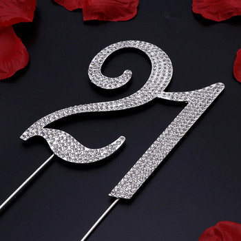 Cake Topper Birthday 25th Anniversary Number Rhinestone Decorations Girlsnumbers Party For