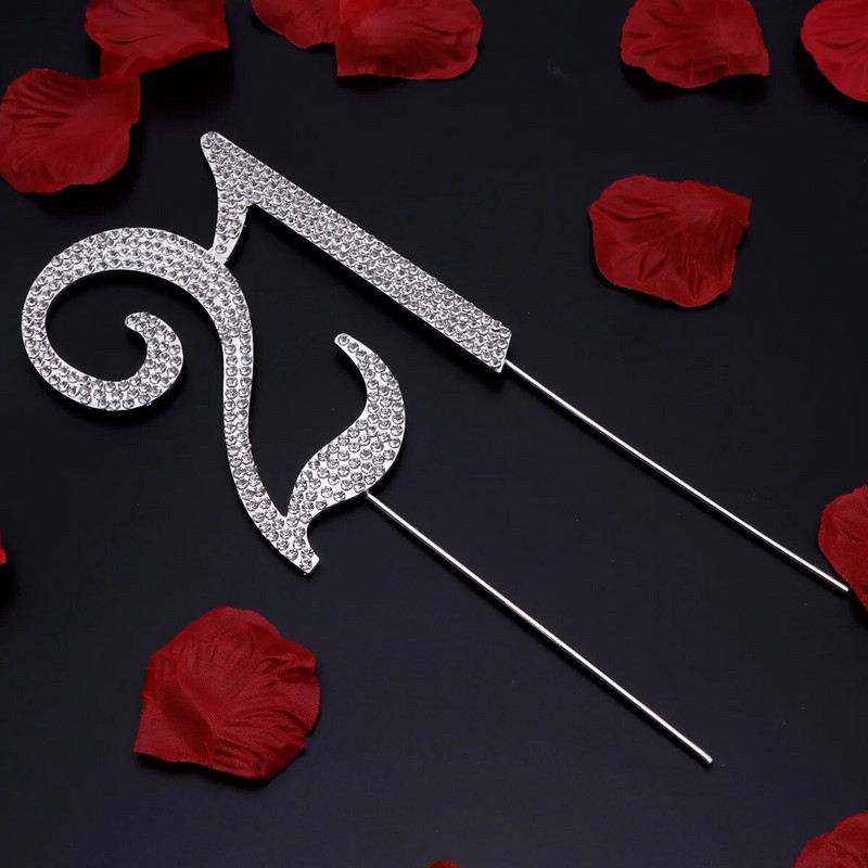 Tortafedő születésnapi 25. évfordulós szám strasszköves dekoráció lányok számának partija