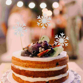 Cupcake Toppers Избор на торта Снежинка Декорация на Cupcake Парти за рожден ден Декорация на сватбена торта Картичка за торта за рожден ден Снежно цвете Знаме