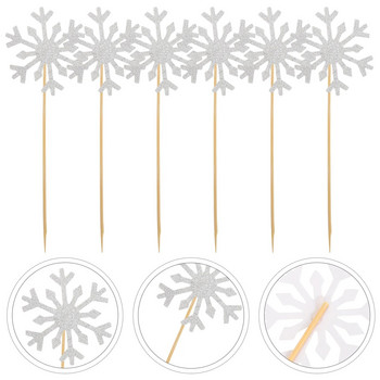 Cupcake Toppers Snowflake Cake Επιλογές Cupcake Διακόσμηση για πάρτι γενεθλίων Διακόσμηση γαμήλιας τούρτας Κάρτα κέικ γενεθλίων Snow Flower Flag