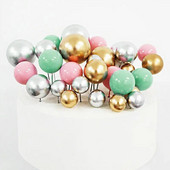 20 vnt. torto viršaus kamuoliukų rinkinys 2–4 cm spalvingi blizgantys putplasčio rutuliukai, tortai, desertiniai įdėklai „pasidaryk pats“ su gimtadieniu tortų papuošimai