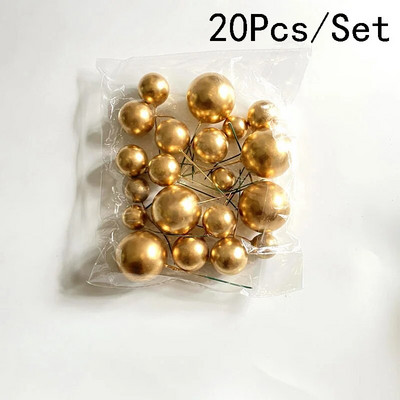 20 vnt. torto viršaus kamuoliukų rinkinys 2–4 cm spalvingi blizgantys putplasčio rutuliukai, tortai, desertiniai įdėklai „pasidaryk pats“ su gimtadieniu tortų papuošimai