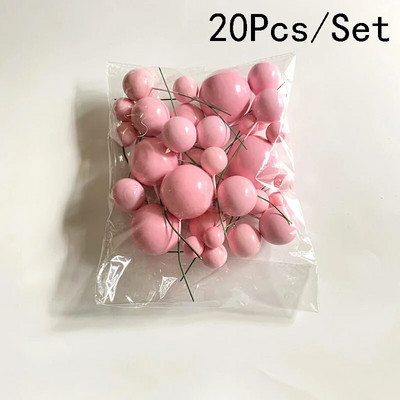 20 vnt. torto viršaus kamuoliukų rinkinys 2–4 cm spalvingi blizgantys putplasčio rutuliukai, tortai, desertiniai įdėklai „pasidaryk pats“ su gimtadieniu tortų papuošimai