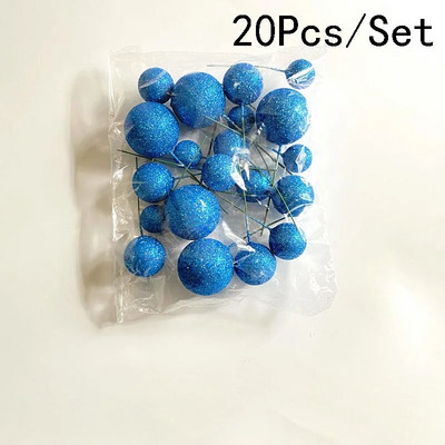 20 vnt. torto viršaus kamuoliukų rinkinys 2–4 cm spalvingi blizgantys putplasčio rutuliukai, tortai, desertiniai įdėklai „pasidaryk pats“ su gimtadieniu tortų papuošimai