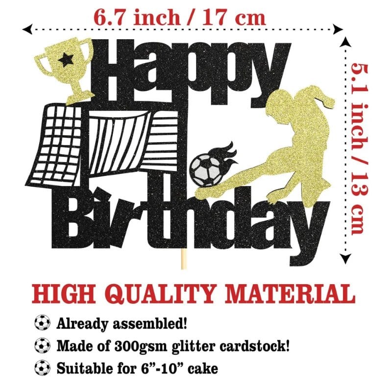 Tortadíszítési kellékek Papírkártya Foci Tortafedők Fiú születésnapi Foci témájú Party Trophy Futball Topperhez