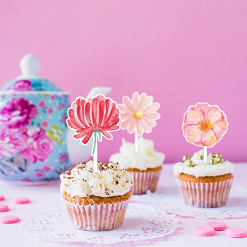 12 τμχ Λευκό Ροζ Κίτρινο Multi Daisy Flower Cake Topper Γαμήλια Άνοιξη Χαρούμενα γενέθλια Διακόσμηση πάρτι Παιδική διακόσμηση κέικ ντους μωρού