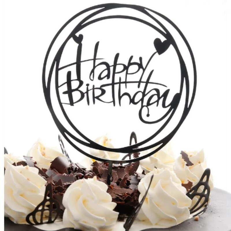 100 db/táska Boldog születésnapot torta akril betétek Cupcake Merry Christmas Party dekorációk Topper Celebroate Sense Of Atmosphere