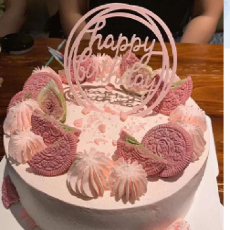 100 db/táska Boldog születésnapot torta akril betétek Cupcake Merry Christmas Party dekorációk Topper Celebroate Sense Of Atmosphere