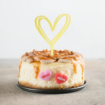 ОПАКОВКА от 10 БР. Златен акрилен любовен топер за торта Сърцевиден топер за торта Акрилна украса за торта за Свети Валентин