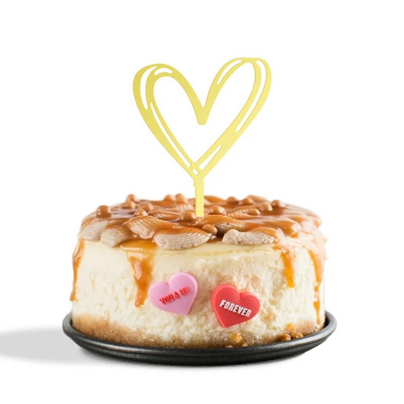 PAKET OD 10 KOM. Zlatni akrilni ljubavni nadjev za torte U obliku srca Akrilni ukras za tortu za tortu za Valentinovo