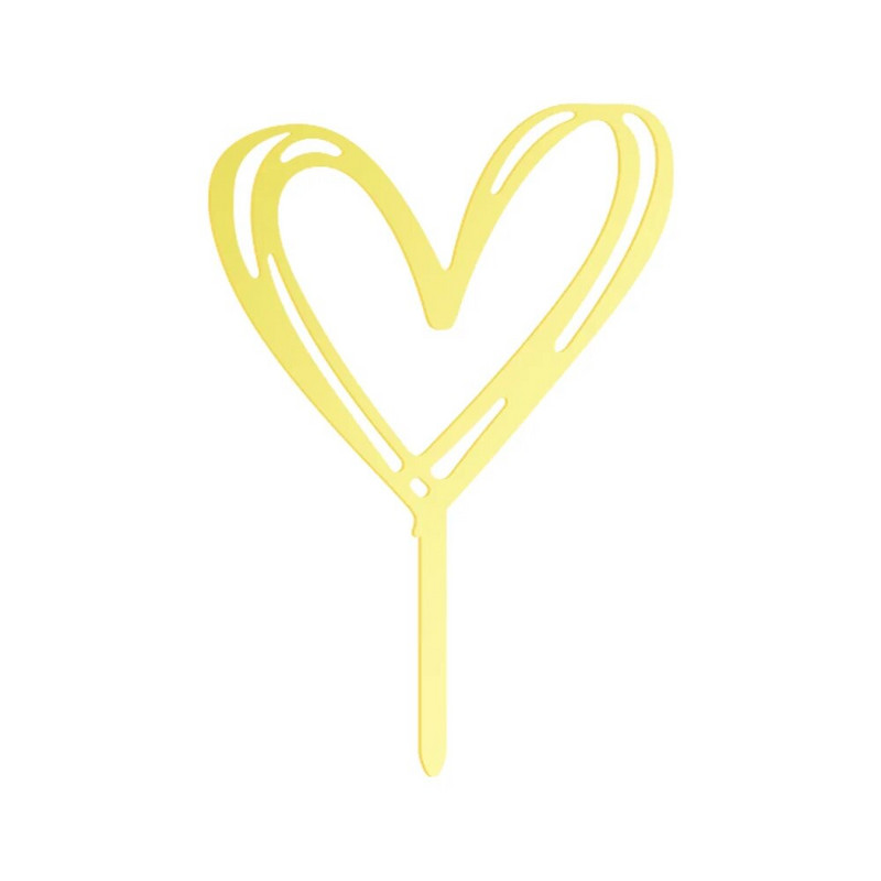 PAKET OD 10 KOM. Zlatni akrilni ljubavni nadjev za torte U obliku srca Akrilni ukras za tortu za tortu za Valentinovo