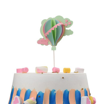 3D Clouds Hot Air Balloons Cake Topper Party Cake Pick Cake Decorations (Μπλε, Ροζ, Κίτρινο, Πράσινο)