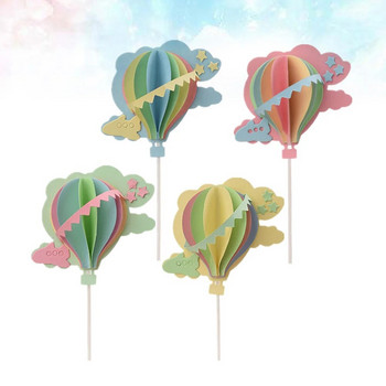 3D Clouds Hot Air Balloons Cake Topper Party Cake Pick Cake Decorations (Μπλε, Ροζ, Κίτρινο, Πράσινο)