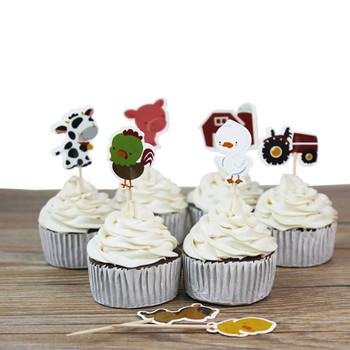 Селскостопански трактор Декорации за торти с животни Покрития за торти Очарователни принадлежности за украса на кексчета за парти, церемония за рожден ден