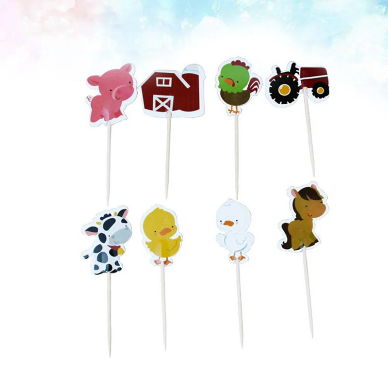 Ūkio traktorius Gyvūnų tortų papuošimai Tortų papuošimai Žavingi keksiukų dekoravimo reikmenys gimtadienio ceremonijai
