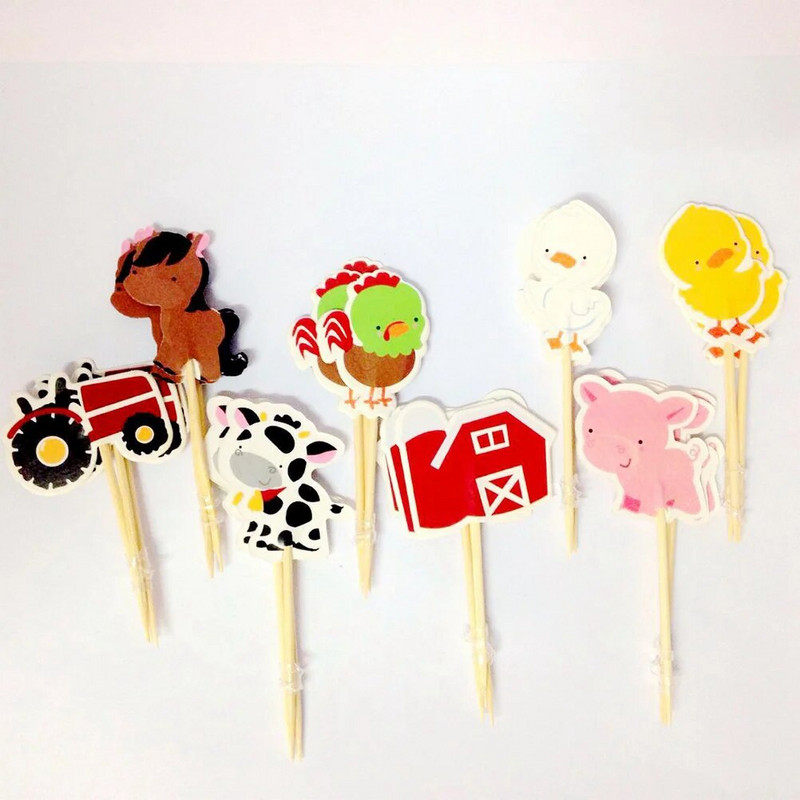 Ūkio traktorius Gyvūnų tortų papuošimai Tortų papuošimai Žavingi keksiukų dekoravimo reikmenys gimtadienio ceremonijai