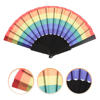 Πτυσσόμενο Rainbow Hand Party Folding Gay Πολύχρωμο Rave Handheld Dancing Πλαστικό Dance Performance Decoration Fan