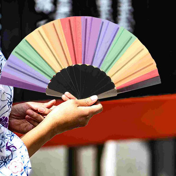 Πτυσσόμενο Rainbow Hand Party Folding Gay Πολύχρωμο Rave Handheld Dancing Πλαστικό Dance Performance Decoration Fan