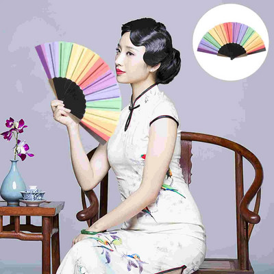 Sulankstomas vaivorykštės rankų vakarėlis sulankstomas gėjų spalvingas reivas, nešiojamas šokantis plastikinis šokio pasirodymas, dekoravimo ventiliatorius