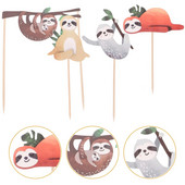 4db Sloth Cake Topper Lajjas Születésnapi Torta Erdő témájú Torta Pick Cupcake Topper Desszert Betétek Dekorációs parti kellékek